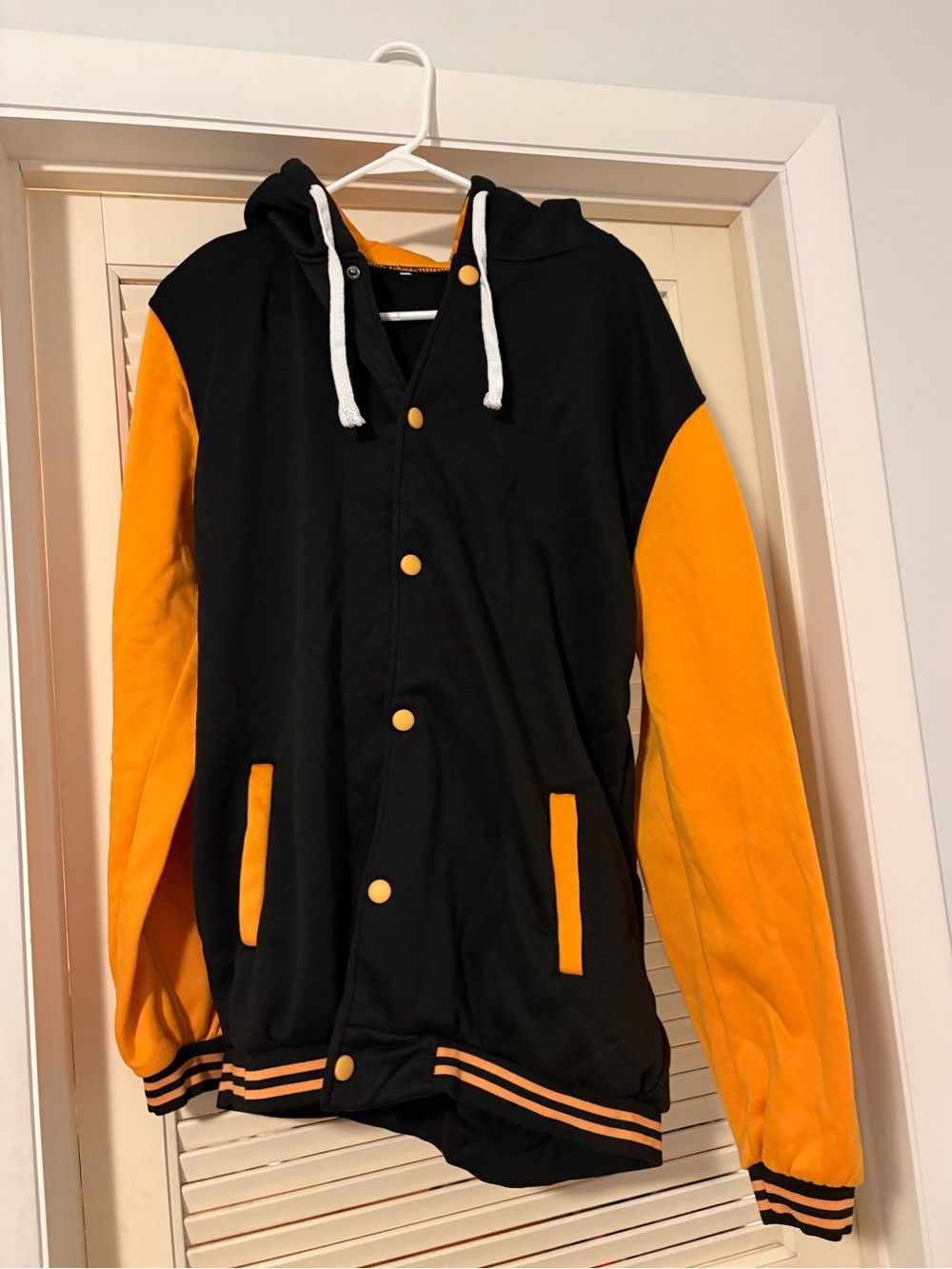 Black and Yellow Hooded Varsity Jacket